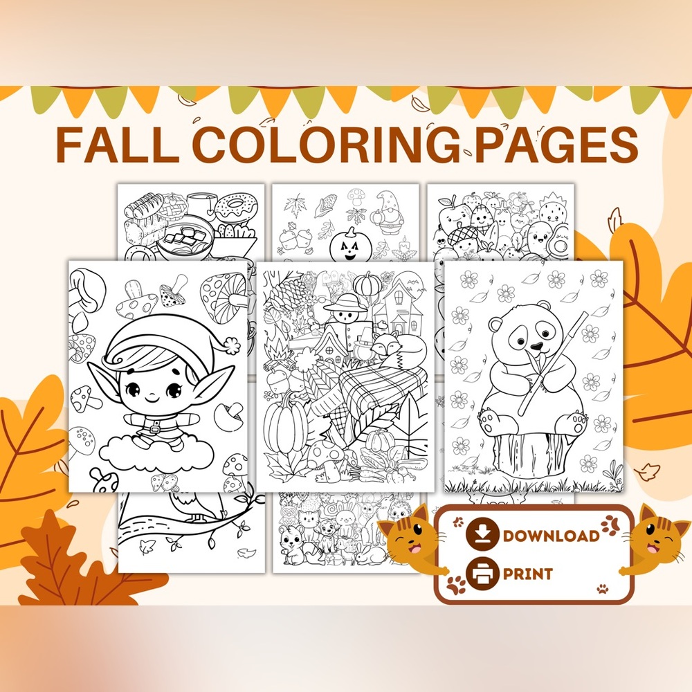 Fall Coloring Pages Set - Picture 2 of 2